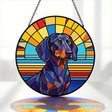 Stained Glass Dog Memorial Suncatcher,Dachshund_02 Window Hanging,Sympathy Gifts for Pet Loss,7.9 inch/20 cm Home and Garden Decor for Dog Lovers
