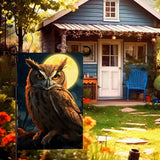 Owl Garden Flags 12x18 Double Sided Fake Owl Decoys to Scare Birds Squirrels Away Polyester Yard Flag Farmhouse Welcome Decoration Banners for Outdoor Yard Lawn Sign Decor