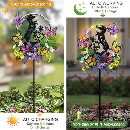 Solar Powered Garden Decor Outdoor,Colorful LED Lights Dachshund Decorations Yard Stakes for Garden,Pathway,Lawn,Patio,Dog Lover Gifts for Women