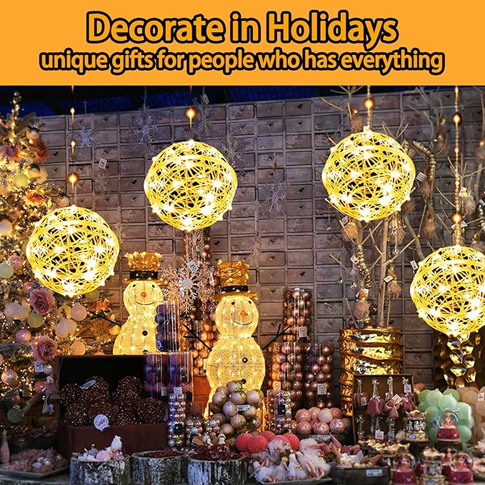 Christmas Ball Lights - 200LED Outdoor Tree Globe String Lights, 8 Modes Waterproof Sphere Lantern Lights, Christmas Decor for Tree Garden Porch (Warm White)