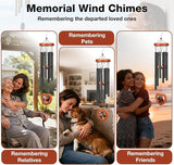 26'' Personalized Wind Chimes with Heart-Shaped Photo Frame - Deep Tone Memorial Wind Chimes for Outside Unique, Sympathy Chime for Loss of Loved One or Pet, Outdoor & Indoor Metal Chime - Black