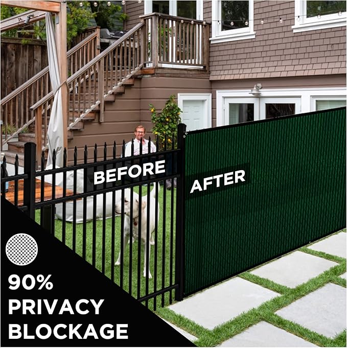 Boen - Backyard Privacy Screen Fence Covering 6' x 25' - Green - Instant Outdoor Privacy Fence Screen for Any Metal, Chain Link, Wood Panels or Plastic Fencing - Shade & Block Wind Privacy Wall