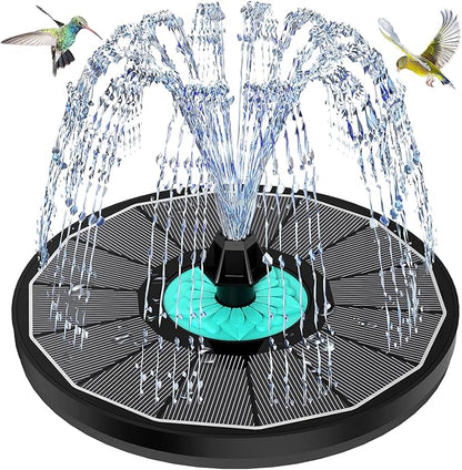 Solar Fountain Cyan Flower, Upgrade 3.5W Solar Bird Bath Fountains, Solar Powered Water Fountain with 7 Nozzles, 4 Fixed Pipes for Hummingbirds, Bird Bath, Garden, Pool, and Pond