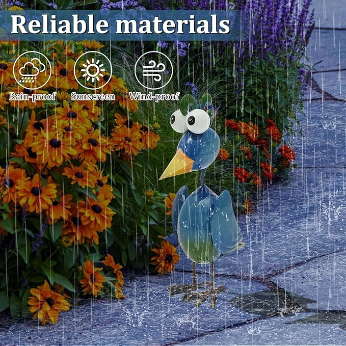 Metal Decor Yard Art, Cute Outside Garden Decoration for Home, Rust Resistant Weatherproof Outdoor Garden Statues for Patio, Lawn, Multi Scene Ornamentation (Blove)