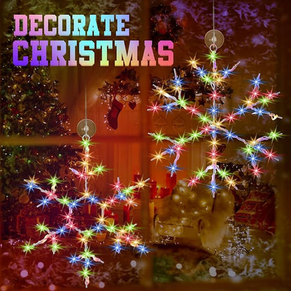 Tuanse 8 Pcs Christmas Silhouette Window Lights Christmas Snowflake Lights with Remote Control LED Lighted Snowflake Decorations Xmas for Window Wall (Colorful)