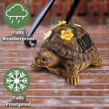 Muldale Turtle Hide a Key Outside - Solar Powered - Outdoor Decorative Spare Key Hider - Decorative Terence The Tortoise Ornament for Yard