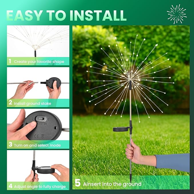 PEVOROS Garden Decor Solar Lights Outdoor,6 Pack 120LED Waterproof Colorful Solar Garden Lights Your Outdoor Decoration,Yard, Patio, Porch,Flower Pot,Pathway,Christmas (Green)