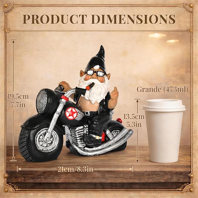 TISEJOY Garden Gnomes Statues 8",Garden Gnomes Outdoor,Gnomes Decorations for Yard, Gnome Garden Statue Indoor and Outdoor, Gnome Sculptures for Desk Patio Backyard and Windowsill,Garden Gifts for Mom