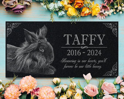 Your Image Pet Memorial Stone: Rabbit Memorial Granite Marker | Bunny Grave Stone | Tribute | Headstone, Outdoor Tombstone Gravestone | Pet Loss Bereavement | Memorial for Garden