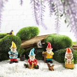 Jetec 10 Pcs Mini Fairy Gnomes Statue Garden Accessories Kit Miniature Garden Resin Gnomes Hand Painted Squirrel Hedgehog Owl Bird and Bucket Ornament for Yard Lawn Home Outdoor Decoration
