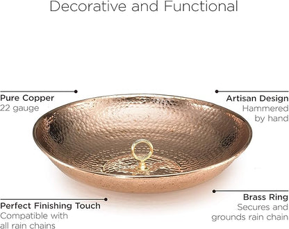 Good Directions 479P Rain Chain Basin Large 16-1/2 Inch Diameter, 4 Inches High, 100% Pure Copper