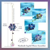 HDCRYSTALGIFTS 4pcs Crystal Flower Suncatchers for Window Hanging Christmas Tree Ornaments, Rainbow Maker Crystal Sun Catchers Indoor Window Outdoor Patio Garden Decor Gifts (1.7 * 10inch,Multicolor)