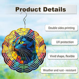 Cat Wind Spinners Outdoor, Hanging Wind Spinner for Garden Decoration, 8 inch 3D Stainless Steel Metal Wind Sculpture for Indoor/Outdoor Decor