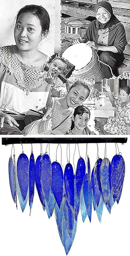 Bellaa Handmade Wind Chimes Outdoor, Capiz Seashell Glass, Gental Musical Windchime Outside Garden Decoration, Beach, Gifts for Mom 24490