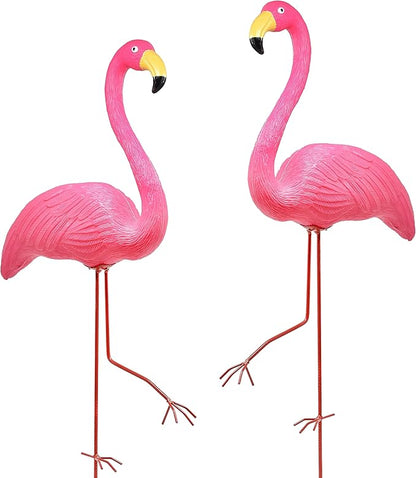 Galashield Pink Flamingo Yard Decorations Pack of 2 Flamingo Decor Ornaments for Outdoor Lawn and Garden