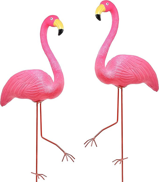 Galashield Pink Flamingo Yard Decorations Pack of 2 Flamingo Decor Ornaments for Outdoor Lawn and Garden