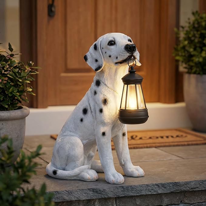 Garden Statues Dog Solar Hanging Light, Courtyard Resin Simulated Handicraft Dog Statue Ornament, Garden Yard Entrance Decoration.