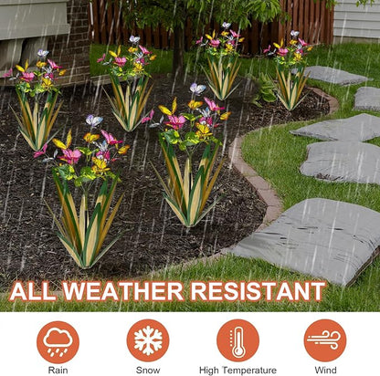 TOMBABY Garden Outdoor Butterfly Enlarge Thickened Wind Resistant Metal Agave Garden Art Metal Plant Country Sculpture Statue Decorations Ornaments Artificial Waterproof Butterflies(Light Green 2pcs)