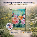 Caroline's Treasures Indiana Peonies in Watercolor Garden Flag Mailbox Flag Decorative Yard Flag Banner Outside Patio Artwork Yard Flower Beds, Garden Size, Multicolor