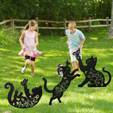 Cat Decorative Garden Stakes, 3 Pcs Cat Lover Gifts for Women Men Metal Garden Stakes, Butterfly Floral Silhouette Outdoor Yard Art Lawn Decor