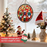Christmas Tree Stained Glass Window Hanging, 7.9" Colorful Xmas Tree Sun Catcher Glass Panel with Chain, Christmas Trees Decor Handmade Suncatchers Xmas Gifts for Women Sister BFF