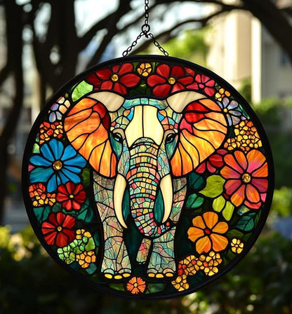 Elephant Hippie Acrylic Suncatcher Catchers for Windows Indoor Hanging Decorations Outdoor Window Decor Suncatcher