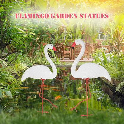 Galashield White Flamingo Yard Decorations Pack of 2 Flamingo Decor Ornaments for Outdoor Lawn and Garden