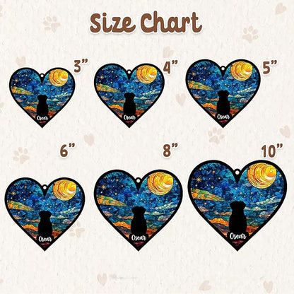 Personalized Dog Memorial Suncatcher, Heart Shape Custom Name Sympathy Ornament Window Car Hanging, Loss of Pet Death, in Loving Memory Gift, Dog Ornaments by Breed for Pet Lovers