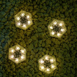 6 Pack Hexagram Bricks Outdoor Solar Powered LED In Ground Pathways Patio Yard Garden Glow Lights Decor