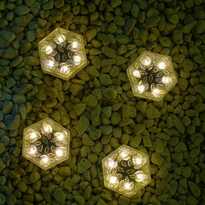 6 Pack Hexagram Bricks Outdoor Solar Powered LED In Ground Pathways Patio Yard Garden Glow Lights Decor