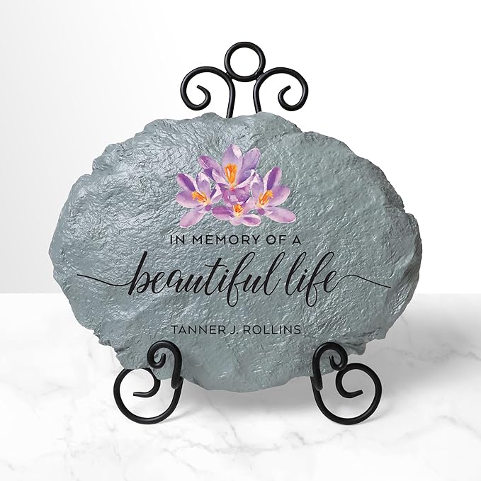 Let's Make Memories Personalized Memorial Garden Stone - Beautiful Life - Sympathy - Condolences
