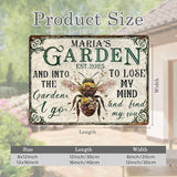 Custom Garden Signs Personalized Metal Tin Sign for Women, Retro Funny Bee Metal Sign for Outdoor, Patio, Yard Rustic Home Decor Gift for Mothers Day, Grandmas, and Gardening Lovers