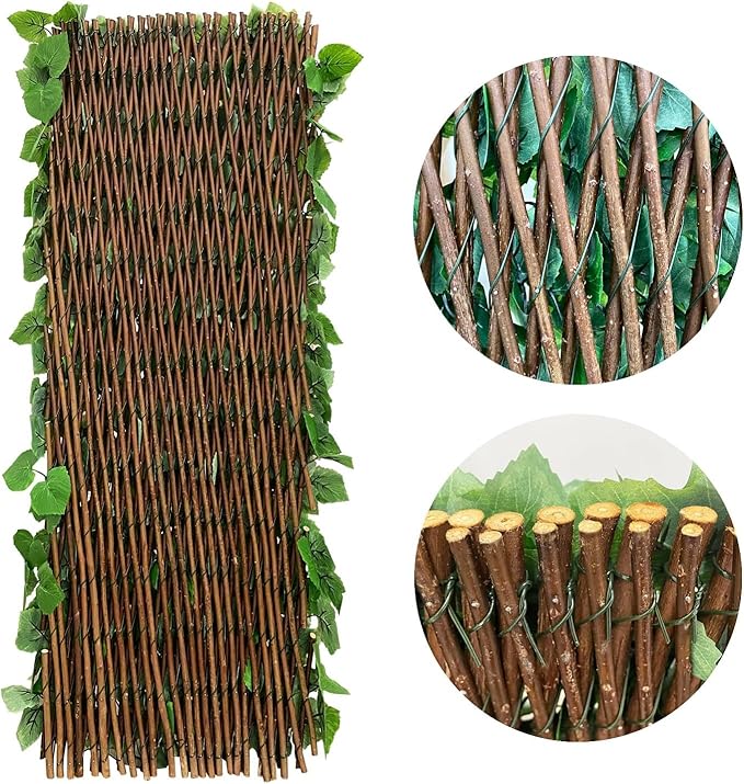 Expandable Fence Privacy Screen for Balcony Patio Outdoor,Decorative Faux Ivy Fencing Panel,Artificial Hedges