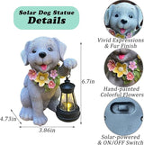 Dog Solar Light, Solar Dogs Statues Outdoor with Lantern, Cute Dogs Garden Figurines for Patio and Yard Decor, Gardening Gifts for Mom, Grandma, Dog Lovers