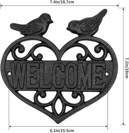 MOLIGOU Cast Iron Welcome Sign, Wall Mount Welcome Plaque, Bird Welcome Sign for Front Door, Porch, Entryway