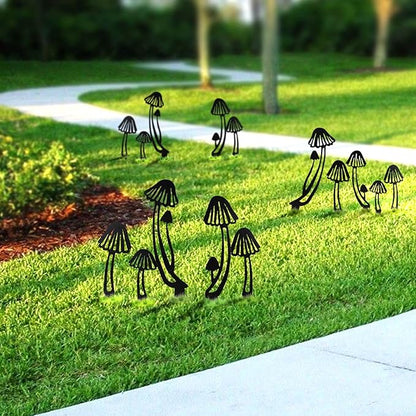 5PCS Metal Mushroom Yard Art - Garden Decorative Stake, Hollow Out Mushrooms Silhouette Statue Decor for Pathway, Floor, Garden, Lawn, Outdoor Decoration