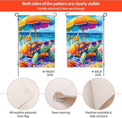 Sea Turtles Garden Flag Seasonal Double Sided 12 x 18 Inch Small Yard Flag for Indoor Outdoor Decor Holiday All Seasons