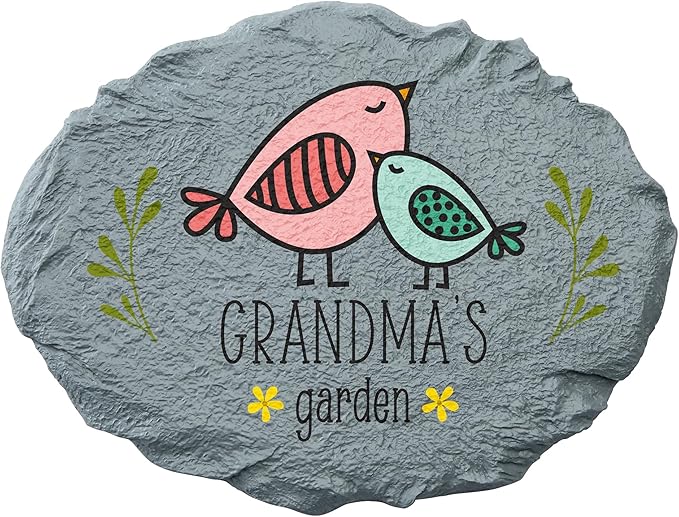 Let's Make Memories Personalized Garden Décor - Custom Garden Stone - Keepsake - for Mom or Grandma - for Her - Laser Engraved - Bird Design - Durable Resin - Large Stone