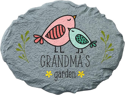 Let's Make Memories Personalized Garden Décor - Custom Garden Stone - Keepsake - for Mom or Grandma - for Her - Laser Engraved - Bird Design - Durable Resin - Large Stone
