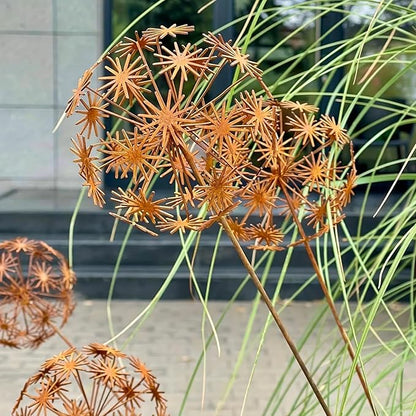 Rusty Metal Wild Flowers Garden Stakes 11.82 x 8.47 inches, Decorative Flowers Yard Stake Metal Art for Outdoor Garden Lawn Decor(Flower-B)