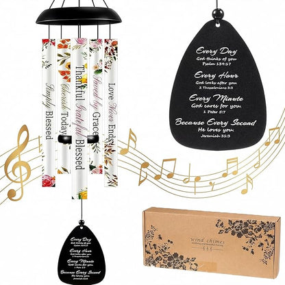 32 in Christian Wind Chimes Easter Gifts for Women Men Large Inspirational Religious Spiritual Wind Chimes with Bible Verse Baptism Easter Birthday Faith Based Gifts for Mom Sister