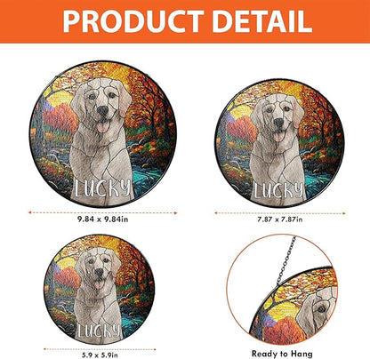 NAZENTI Personalized Pet Stained Glass Suncatcher, Custom Name Pet Photo Memorial Ornament Window Hanging, Remembrance Sympathy Gift for Loss of Pet Dog Cat, Bereavement Keepsake