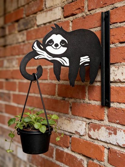 Iron Plant Hangers Hooks for Outdoor -10inch Hanging Plants Flower Fern Pots Lantern Bird Feeder Wind Chimes for Porch Garden Farmhouse (The Leisurely Sloth)