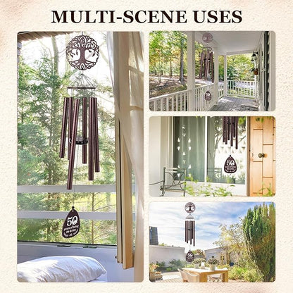 SteadStyle 50th Anniversary Wind Chime, Happy 50th for Parents, Husband, Wife, Couples, Friends - Golden Anniversary Keepsake Tree of Life Wind Chime Large Size 37 in Garden Decor