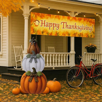 3 Pcs Thanksgiving Metal Stacked Pumpkin Garden Stakes Outdoor 3D Retro Pumpkin Decoration Fall Yard Stakes Lawn Signs Decorative for Autumn Harvest Holiday Pathway Patio Decor