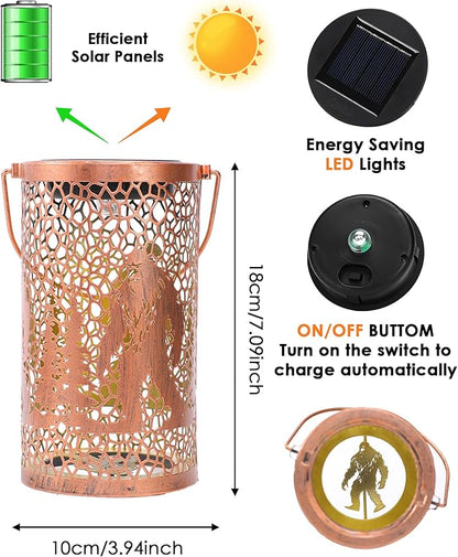 Solar Wind Chimes for Outside - Bigfoot Gifts Hanging Solar Lanterns with Metal Windchimes Sasquatch Outdoor Decor Garden Patio Yard Decoratoin Christmas Birthday Gift for Women Mom Grandma