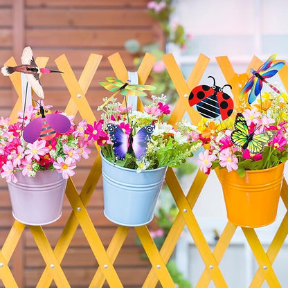 100 Pcs Butterfly Garden Decorations 9.8 Inch Assorted Decorative Plant Stakes Include Bee Hummingbird Ladybug Dragonfly Butterfly Stake for Flower Bouquet Spring Outdoor Indoor Lawn Wall Patio