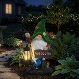 TERESA'S COLLECTIONS Garden Decor Outdoor, Garden Gnomes Holding Lantern, Gnomes Decor, Waterpoof Resin with Solar Lights, Garden Decor, Garden Gifts for Mom,Indoor/Outdoor,8.3"