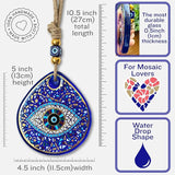 Mosaic Water Drop Evil Eye | The Thickest & Most Durable Glass Hanging Decor and Suncatcher | Positivity - Art - Charm | Indoor & Outdoor | Ojo Turco | Boho Protection Ornament | Turkish Nazar Amulet