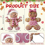 2 Pack Christmas Yard Stakes Metal Stakes 3D Boy and Girl Yard Sign Christmas Outdoor Decorations for Outside Holiday Xmas Winter Ornament Lawn Pathway(Pink Gingerbread Man Couple)